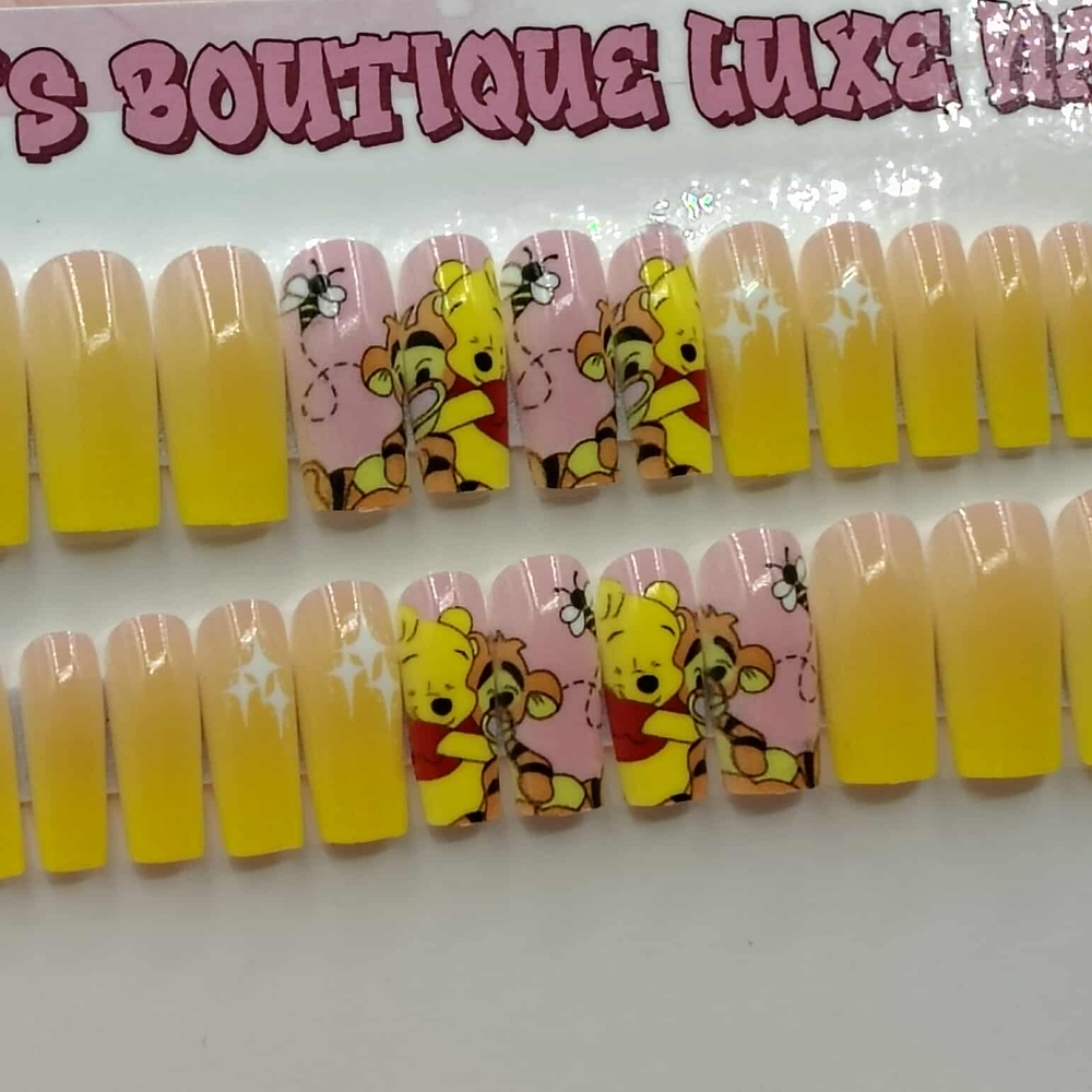 Yellow and Pink Press-On Nails